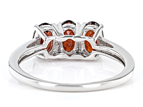 Red Garnet Rhodium Over Sterling Silver 3-Stone Ring 2.48ctw