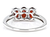 Red Garnet Rhodium Over Sterling Silver 3-Stone Ring 2.48ctw