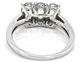 Green Prasiolite Rhodium Over Sterling Silver 3-Stone Ring 1.26ctw