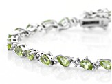Green Peridot Rhodium Over Sterling Silver Tennis Bracelet 6.68ctw