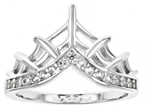 White Lab Created Sapphire Rhodium Over Sterling Silver Spider Web Ring 0.28ctw