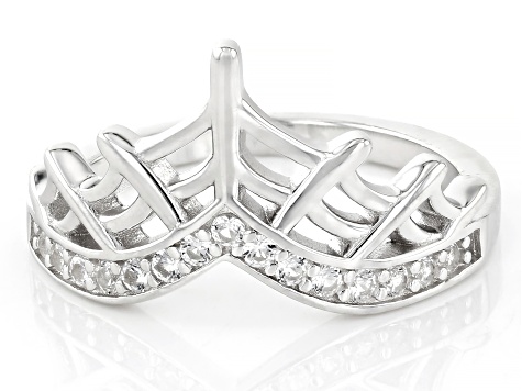White Lab Created Sapphire Rhodium Over Sterling Silver