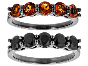 Madeira Citrine, Black Rhodium Over Sterling Silver 5-Stone Ring 2.54ctw