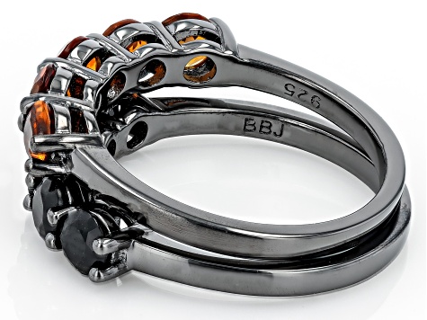 Madeira Citrine, Black Rhodium Over Sterling Silver 5-Stone