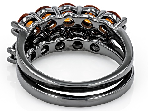 ラブ&ヘイト　ドロップリング　♯13 SV925×CZ Madeira Citrine, Black Rhodium Over Sterling Silver 5-Stone