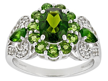 Picture of Green Chrome Diopside Rhodium Over Sterling Silver Ring 2.53ctw