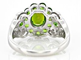 Green Chrome Diopside Rhodium Over Sterling Silver Ring 2.53ctw