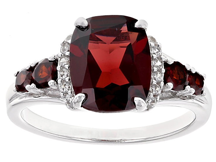 Red Garnet Rhodium Over Sterling Silver Ring 3.50ctw