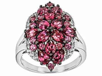 Picture of Blush Garnet Rhodium Over Sterling Silver Ring 3.29ctw