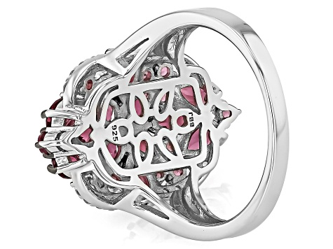 Blush Garnet Rhodium Over Sterling Silver Ring 3.29ctw