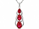 Lab Created Ruby Rhodium Over Silver Pendant With Chain 5.86ctw