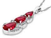 Lab Created Ruby Rhodium Over Silver Pendant With Chain 5.86ctw