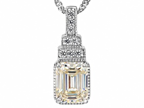 White Lab Created Strontium Titanite Rhodium Over Silver Pendant With Chain 2.19ctw