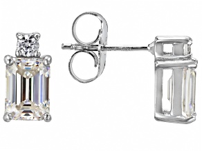 White Lab Created Strontium Titanate Rhodium Over Silver Earrings 2.52ctw
