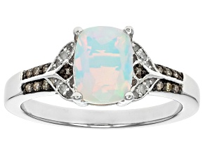 White Ethiopian Opal Rhodium Over Silver Ring 0.81ctw