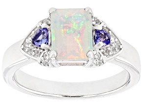 White Ethiopian Opal Rhodium Over Sterling Silver Ring 1.26ctw