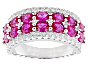 Lab Created Ruby Rhodium Over Sterling Silver Ring 2.60ctw