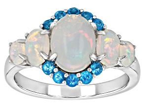 White Ethiopian Opal Rhodium Over Sterling Silver Ring 1.99ctw