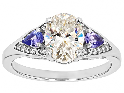 Lab Created Strontium Titanate Rhodium Over Sterling Silver Ring 2.82ctw