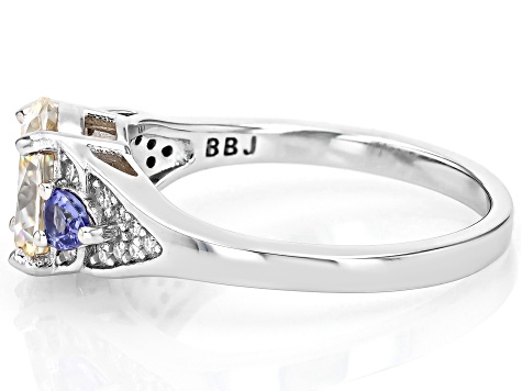 Lab Created Strontium Titanate Rhodium Over Sterling Silver Ring 2.82ctw