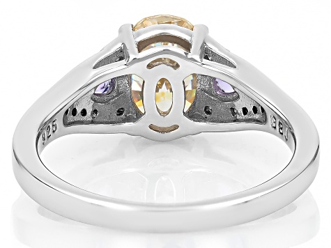 Lab Created Strontium Titanate Rhodium Over Sterling Silver Ring 2.82ctw