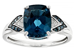 London Blue Topaz Rhodium Over Silver Ring 3.21ctw