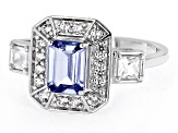 Blue Tanzanite Rhodium Over Sterling Silver Ring 1.44ctw