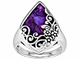 Purple Composite Turquoise Sterling Silver Solitaire Ring