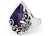 Purple Composite Turquoise Sterling Silver Solitaire Ring