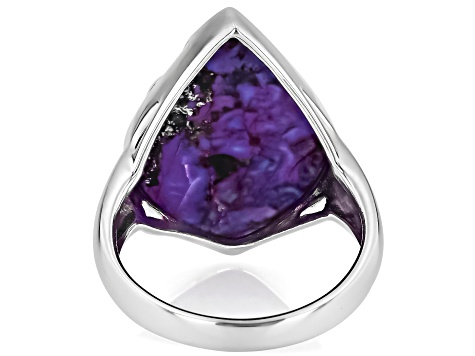 Purple Composite Turquoise Sterling Silver Solitaire Ring