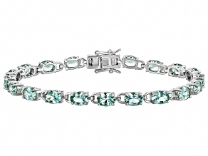 Green Lab Created Spinel Rhodium Over Sterling Silver Tennis Bracelet 13.24ctw