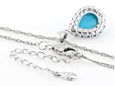 Sleeping Beauty Turquoise Rhodium Over Sterling Silver Pendant with Chain 0.56ctw