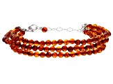 Amber Rhodium Over Sterling Silver 3 Row Bracelet