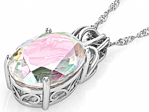 Zero Jupiter™ Quartz Rhodium Over Sterling Silver Pendant with Chain 6.97ct