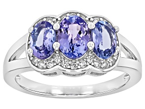 Tanzanite Rhodium Over Sterling Silver Ring 1.79ctw