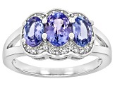 Tanzanite Rhodium Over Sterling Silver Ring 1.79ctw