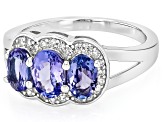 Tanzanite Rhodium Over Sterling Silver Ring 1.79ctw