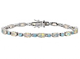 White Ethiopian Opal Rhodium Over Sterling Silver Bracelet 6.39ctw
