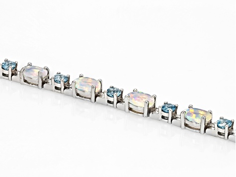 White Ethiopian Opal Rhodium Over Sterling Silver Bracelet 6.39ctw