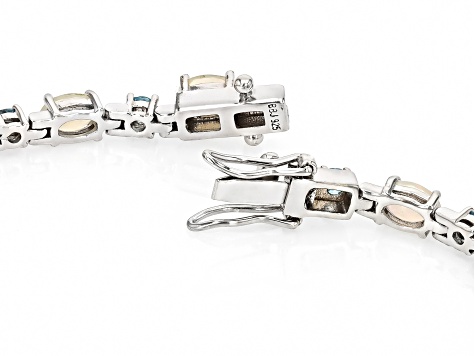 White Ethiopian Opal Rhodium Over Sterling Silver Bracelet 6.39ctw