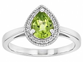 Green Peridot Rhodium Over Sterling Silver Ring 1.26ctw