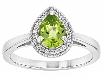 Picture of Green Peridot Rhodium Over Sterling Silver Ring 1.26ctw
