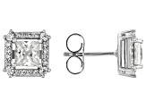 White Zircon Rhodium Over Sterling Silver Stud Earrings 2.31ctw