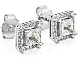 White Zircon Rhodium Over Sterling Silver Stud Earrings 2.31ctw