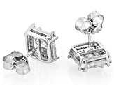 White Zircon Rhodium Over Sterling Silver Stud Earrings 2.31ctw