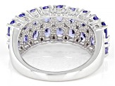 Blue Tanzanite Rhodium Over Sterling Silver Band Ring 3.00ctw