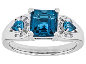 London Blue Topaz Rhodium Over Sterling Silver Ring 2.05ctw