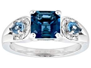 London Blue Topaz Rhodium Over Sterling Silver Ring 2.05ctw