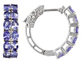 Blue Tanzanite Rhodium Over Sterling Silver Hoop Earrings 4.00ctw