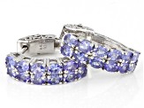 Blue Tanzanite Rhodium Over Sterling Silver Hoop Earrings 4.00ctw